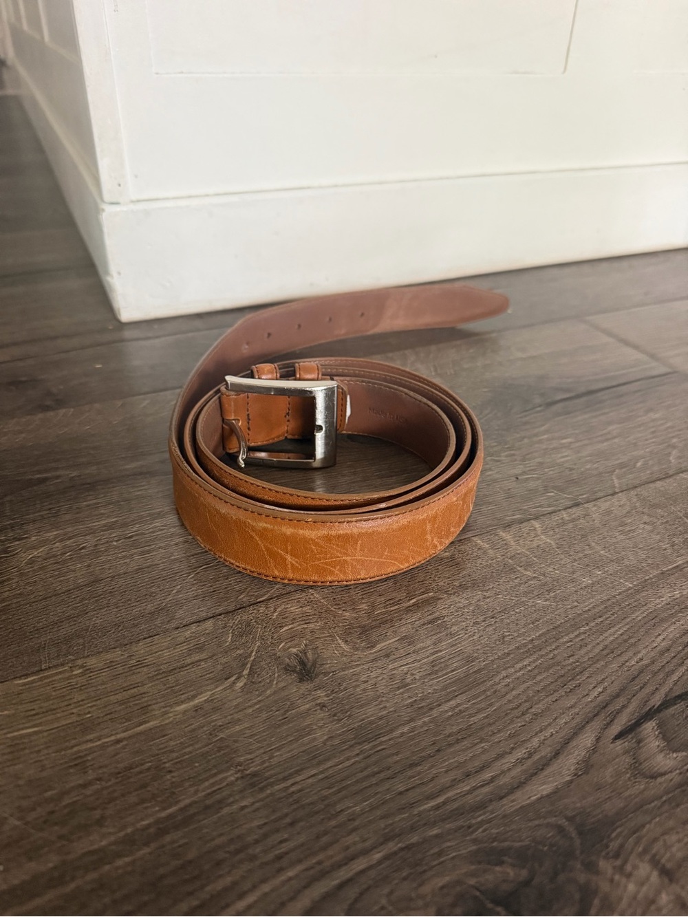 Allen Edmonds Mens Honey Brown  Leather Belt Size 52